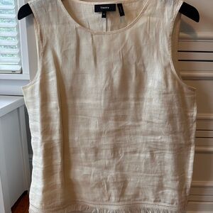 Theory Cream Linen Sleeveless Shell Top